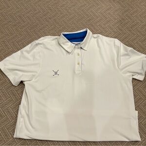 CHAPS white golf polo shirt size XL Blue trim on buttons CHAPs logo front&sleeve